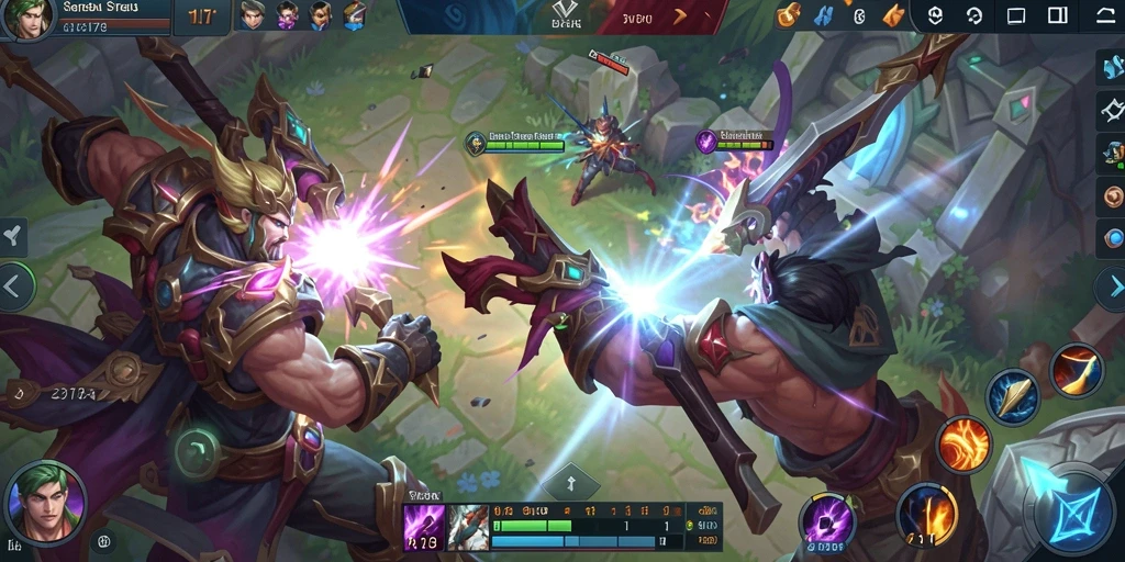 Screenshot menunjukkan aksi intens pertarungan dalam game MOBA.