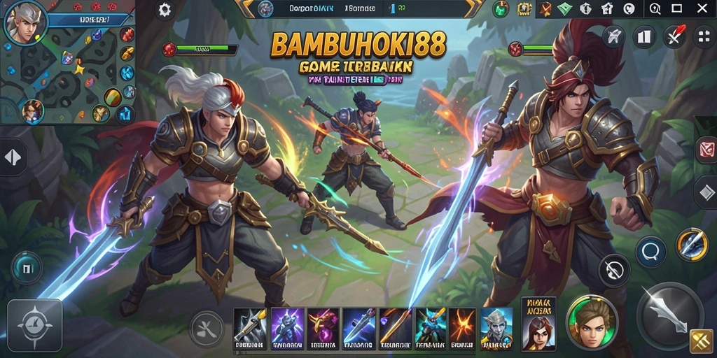 Menampilkan aksi pertarungan intens dalam gameplay MOBA.