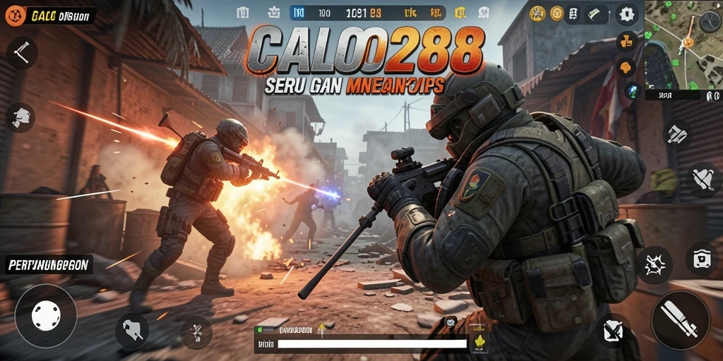 Screenshot gameplay CALO288 menampilkan aksi FPS yang cepat dan mendebarkan.