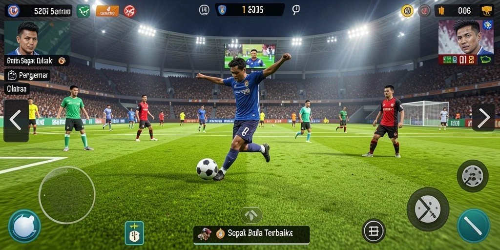 Tangkapan layar D06 menampilkan aksi mendebarkan di lapangan sepak bola.