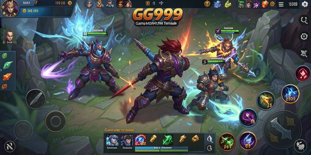 Tampilan seru gameplay GG999 dalam pertempuran tim.