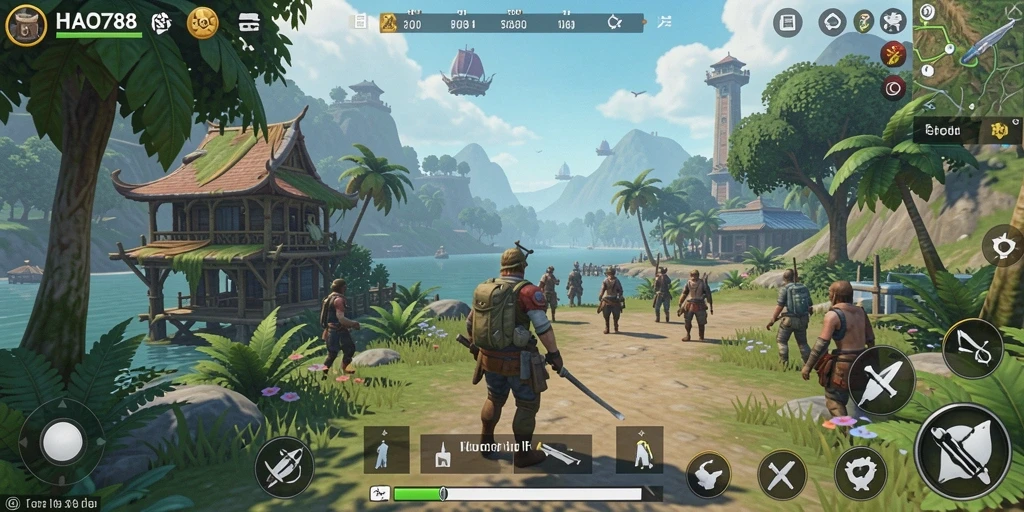 Screenshot menunjukkan gameplay terbuka dan petualangan seru di HAO788.