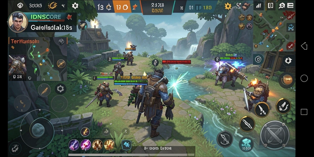 Tangkapan layar utama IDNSCORE menunjukkan aksi strategis gameplay yang mendebarkan.
