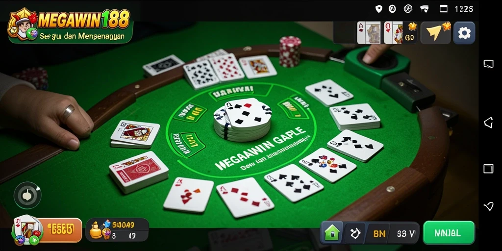 Tampilan gameplay seru dalam MEGAWIN188 saat bermain Gaple.