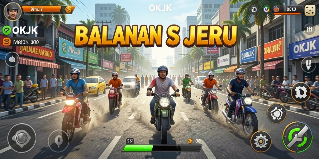 Gameplay seru balapan di <strong>OKJK</strong> dengan aksi mendebarkan.