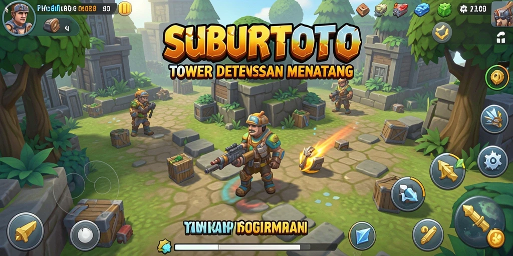 Screenshot gameplay SUBURTOTO dengan aksi pertahanan yang mendebarkan.