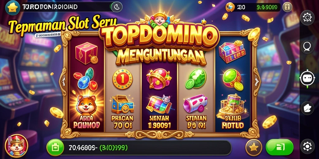 Screenshot gameplay TOPDOMINO yang menunjukkan tampilan gulungan dan simbol Slot.